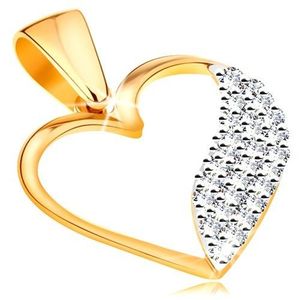 Pandantiv bicolor realizat din aur de 14K -contur in forma de inima, val lat compus din zirconii transparente imagine