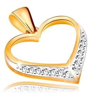 Pandantiv din aur de 14K - contur inimă simetrică, zirconii în partea de jos imagine