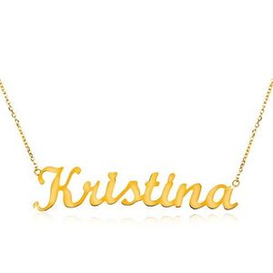 Colier din aur galben de 14K - lanț subțire compus din zale ovale, pandantiv cu numele Kristina imagine