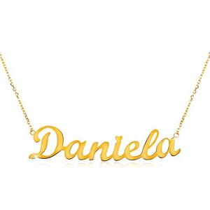 Colier din aur galben de 14K - lanț subțire, pandantiv cu numele Daniela imagine