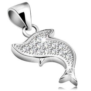 Pandantiv din argint 925, placat cu rodiu, delfin cu zirconii transparente imagine