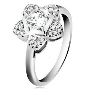 Inel de logodnă din argint 925, floare strălucitoare din zirconii transparente - Marime inel: 46 imagine