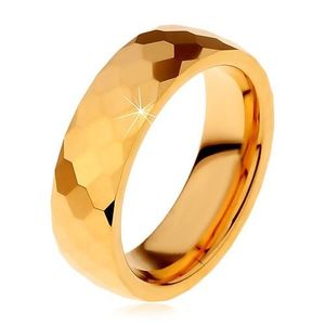 Inel auriu din tungsten, hexagoane șlefuite, 8 mm - Marime inel: 51 imagine