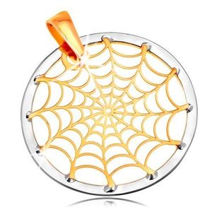 Pandantiv din aur 14K - pânză de păianjen în contur de cerc, aur galben și alb imagine