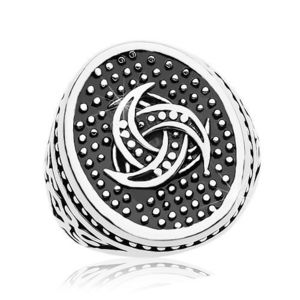 Inel din oțel, oval punctat cu motiv Celtic, ornamente pe brațe - Marime inel: 58 imagine