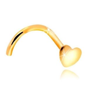 Piercing îndoit, de nas din aur 585 - inimă plată, strălucitoare imagine