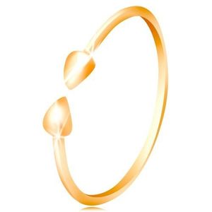 Inel din aur galben 14K - brațe lucioase cu mici picături - Marime inel: 50 imagine
