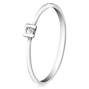 Inel din aur alb 585 - diamant transparent, strălucitor în montură cu cleștișori - Marime inel: 49 imagine