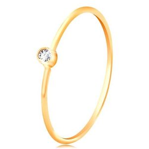 Inel din aur 585 cu diamante - diamant transparent strălucitor în montură strălucitoare, brațe înguste - Marime inel: 48 imagine