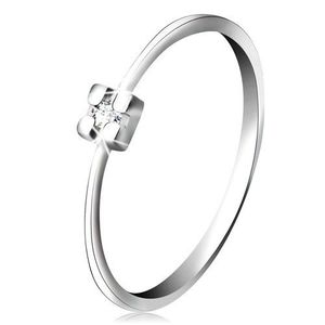 Inel din aur alb de 14K - diamant transparent în montură pătrată - Marime inel: 49 imagine