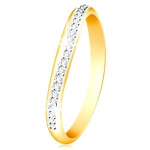 Inel din aur de 14K - linie curbată strălucitoare de zirconii și aur alb - Marime inel: 49 imagine