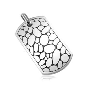 Pandantiv din oțel, plăcuță mată argintie, ovale cu marginile negre imagine