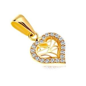 Pandantiv din aur de 14K – inimă cu contur de zirconii și decupaje în mijloc imagine