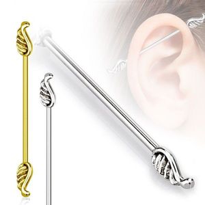 Piercing pentru ureche din oțel 316L - aripi de înger, lățime 1, 6 mm - Culoare Piercing: Argintiu imagine