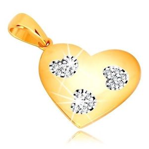 Pandativ din aur galben 585 - inimă simetrică cu inimi crestate, zirconii imagine