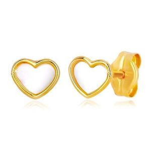 Cercei din aur galben de 14K în formă de inimă cu perle naturale imagine