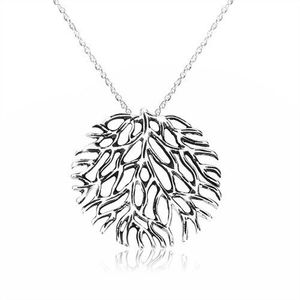 Colier din argint 925 - coral ramificat cu patină, lanț spiralat imagine