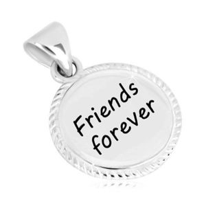 Pandantiv din argint 925 - cerc cu margini gravate, inscripție "Friends forever" imagine