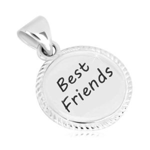 Pandantiv din argint 925 - cerc cu margini zimțate, inscripție "Best Friends" imagine