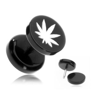 Plug fals din acrilic - frunză albă de marijuana imagine