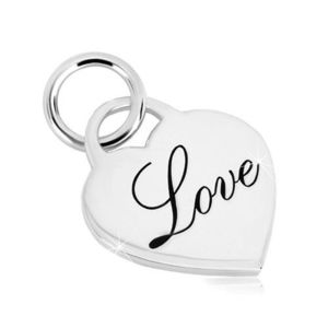 Pandantiv din argint 925 – lacăt inimă strălucitor, inscripție decorativă "Love" imagine