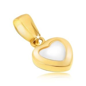 Pandantiv din aur - inimă regulată în două culori, suprafață lucioasă rotunjită imagine