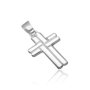Pandantiv argint - cruce rotunjită, împletită imagine