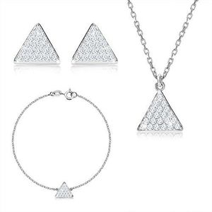 Set cu trei piese din argint 925 - triunghi echilateral cu zirconii, lanț imagine