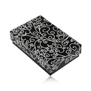 Cutie de cadou pentru colier sau set - în culorile alb-negru, model cu spirale imagine