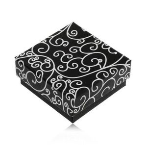 Cutiuță neagră pentru cercei sau pandantiv, model cu spirale albe imagine