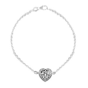 Brățară din argint 925, inimă cu patină și ornamente imagine