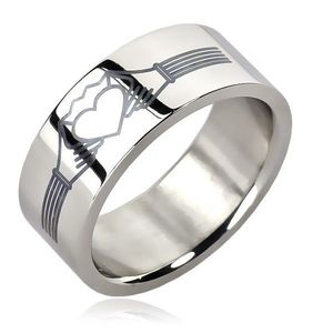 Inel din oțel inoxidabil - inimă cu coroană - model Claddagh - Marime inel: 51 imagine