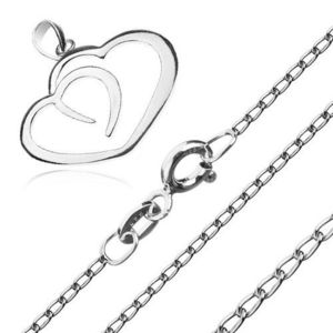 Colier din argint 925 - contur două inimi pe un lanț cu zale alungite imagine
