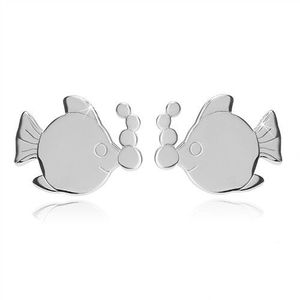 Cercei din argint 925 - pește strălucitor cu bule, închidere de tip fluturaș imagine