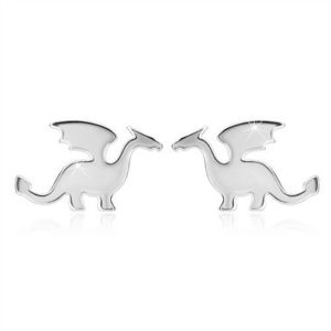 Cercei din argint 925 - motiv de dragon, finisaj lucios, închidere de tip fluturaș imagine