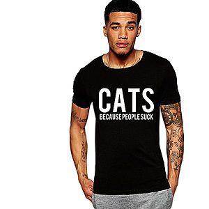 Tricou negru barbati - Cats imagine