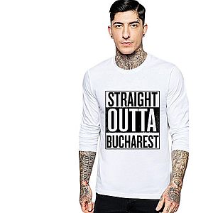 Bluza barbati alba - Straight Outta Bucuresti imagine