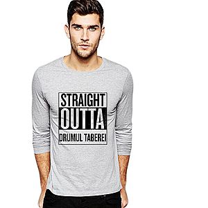 Bluza barbati gri cu text negru - Straight Outta Drumul Taberei imagine