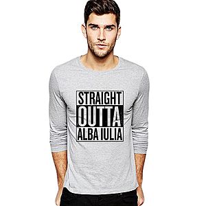 Bluza barbati gri cu text negru - Straight Outta Alba Iulia imagine
