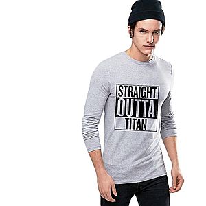 Bluza barbati gri cu text negru - Straight Outta Titan imagine