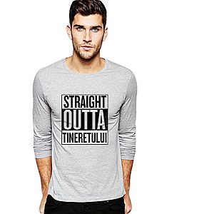 Bluza barbati gri cu text negru - Straight Outta Tineretului imagine