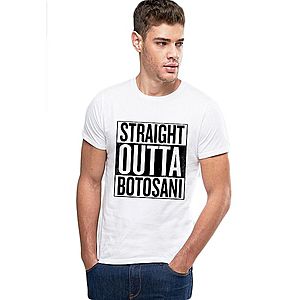 Tricou alb barbati - Straight Outta Botosani imagine