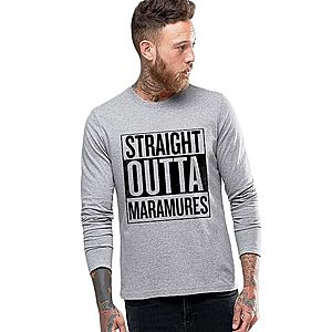 Bluza barbati gri cu text negru - Straight Outta Maramures imagine