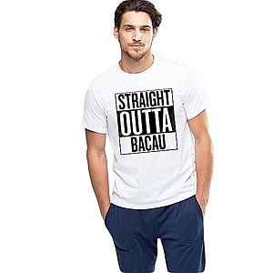 Tricou alb barbati - Straight Outta Bacau imagine