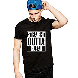 Tricou negru barbati - Straight Outta Buzau imagine