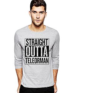 Bluza barbati gri cu text negru - Straight Outta Teleorman imagine
