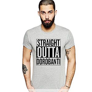 Tricou barbati gri cu text negru - Straight Outta Dorobanti imagine