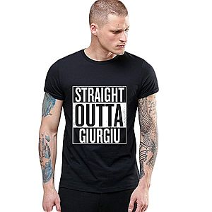 Tricou negru barbati - Straight Outta Giurgiu imagine