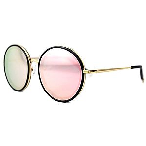 Ochelari de soare Rotunzi Oglinda Roz - Auriu imagine