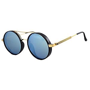 Ochelari de soare Rotunzi Bleu Oglinda cu Auriu imagine